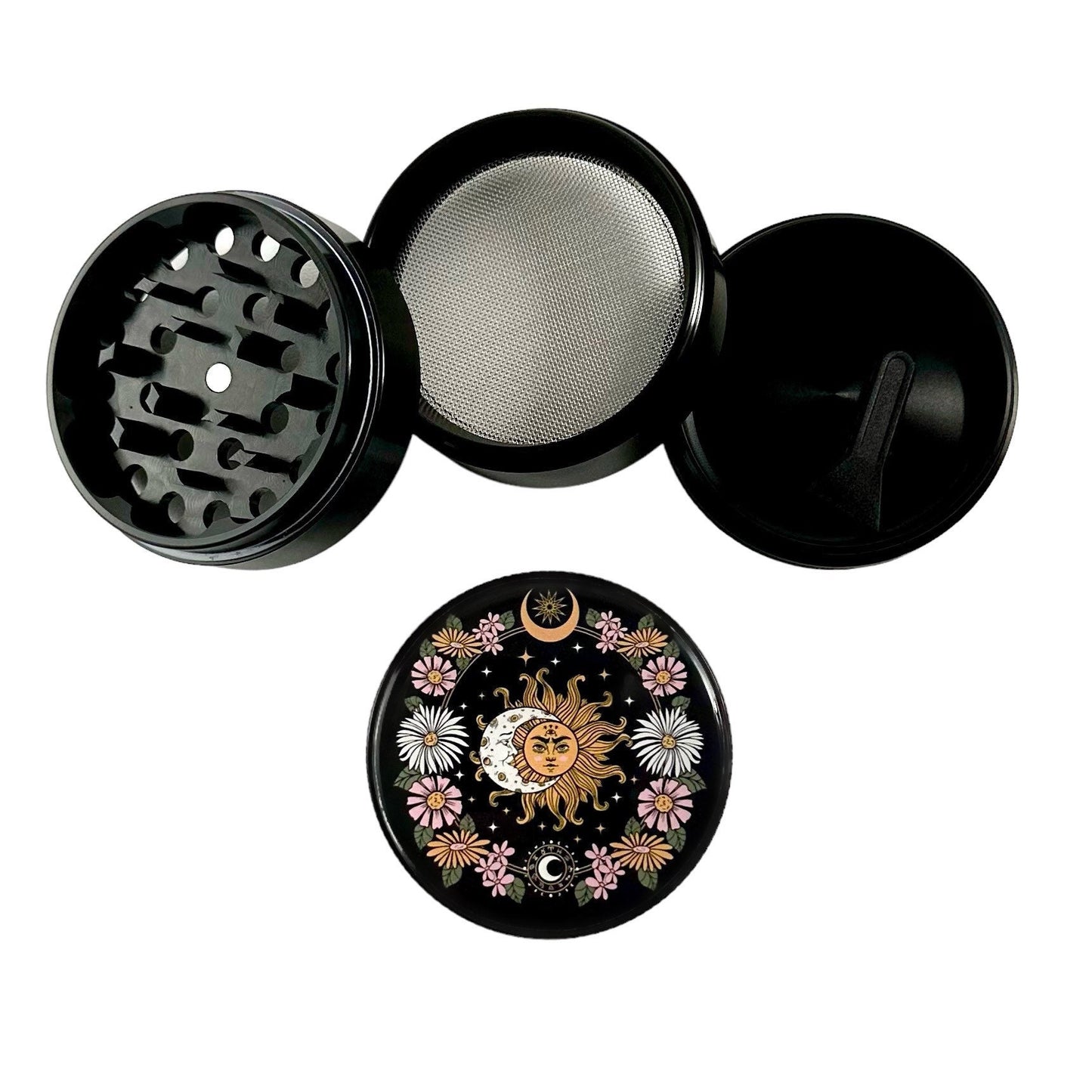 Sun and Moon Grinder, Flowers Herb Grinder, Pretty Herb Grinder