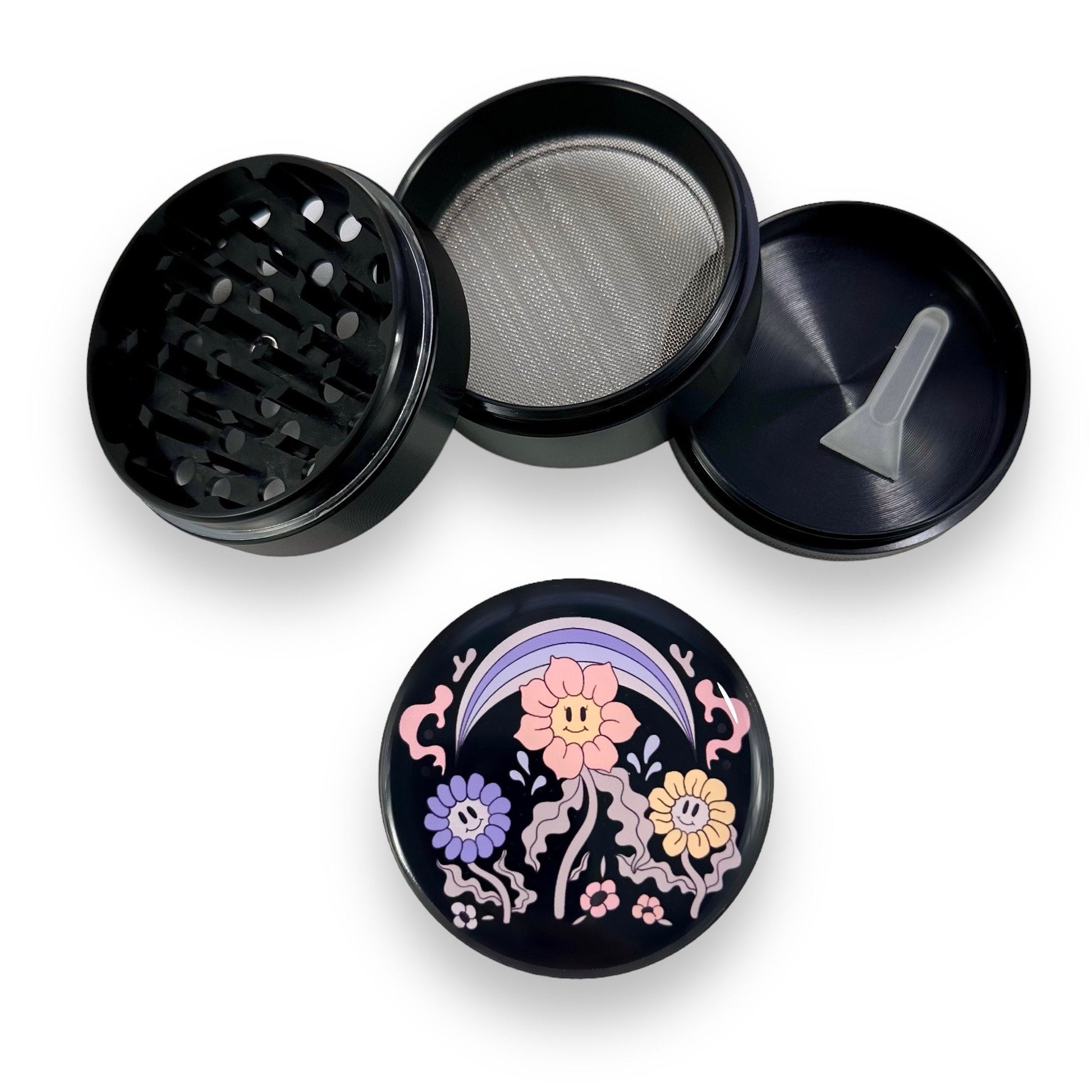 Retro Floral Grinder, Black Flower Grinder