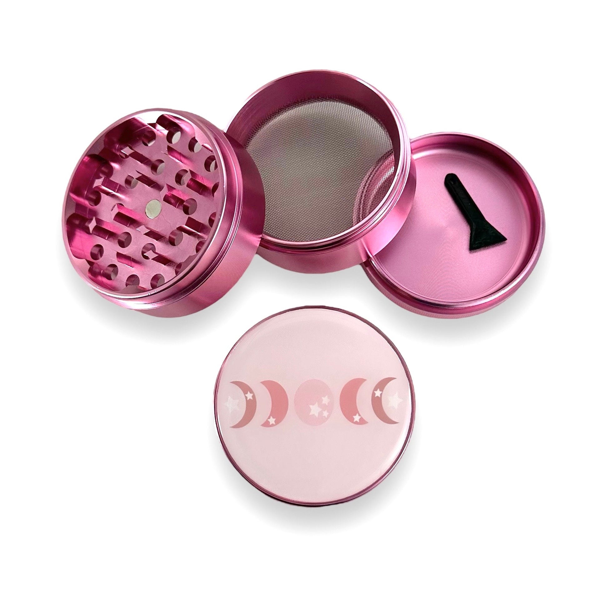 Moon Phases Grinder, Lunar Phases Grinder, Witchy Pink Grinder