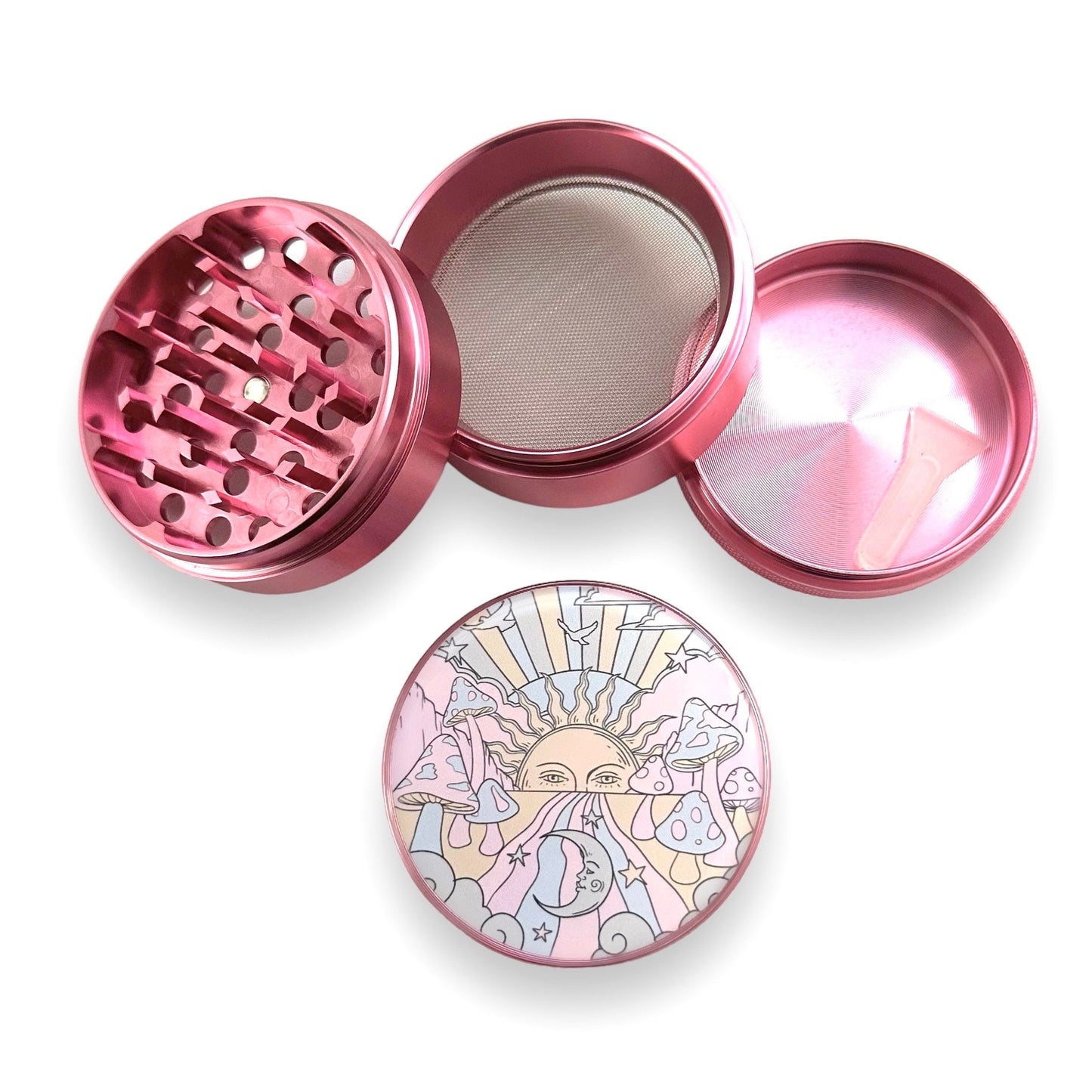 Sun and Moon Grinder, Grinder for Herbs , Cute Grinders Pink Silver