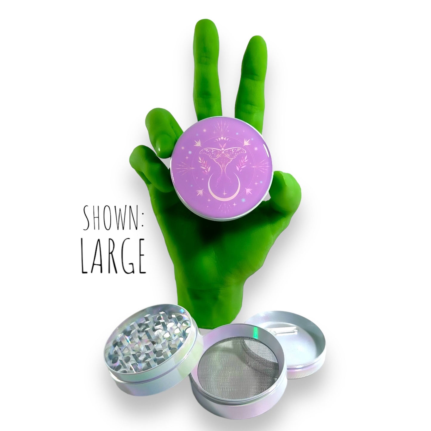 Iridescent Grinder, Moth Herb Grinders, Girly Herb Crusher