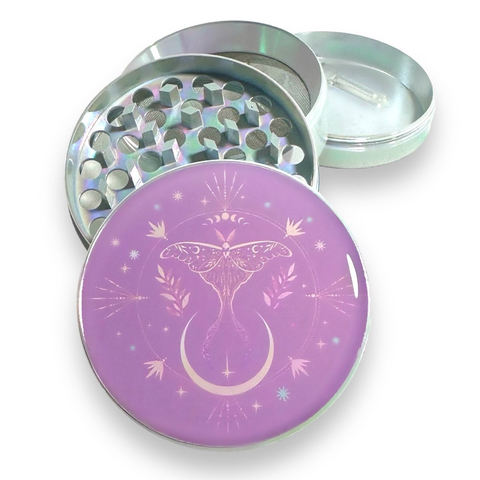 Iridescent Grinder, Moth Herb Grinders, Girly Herb Crusher