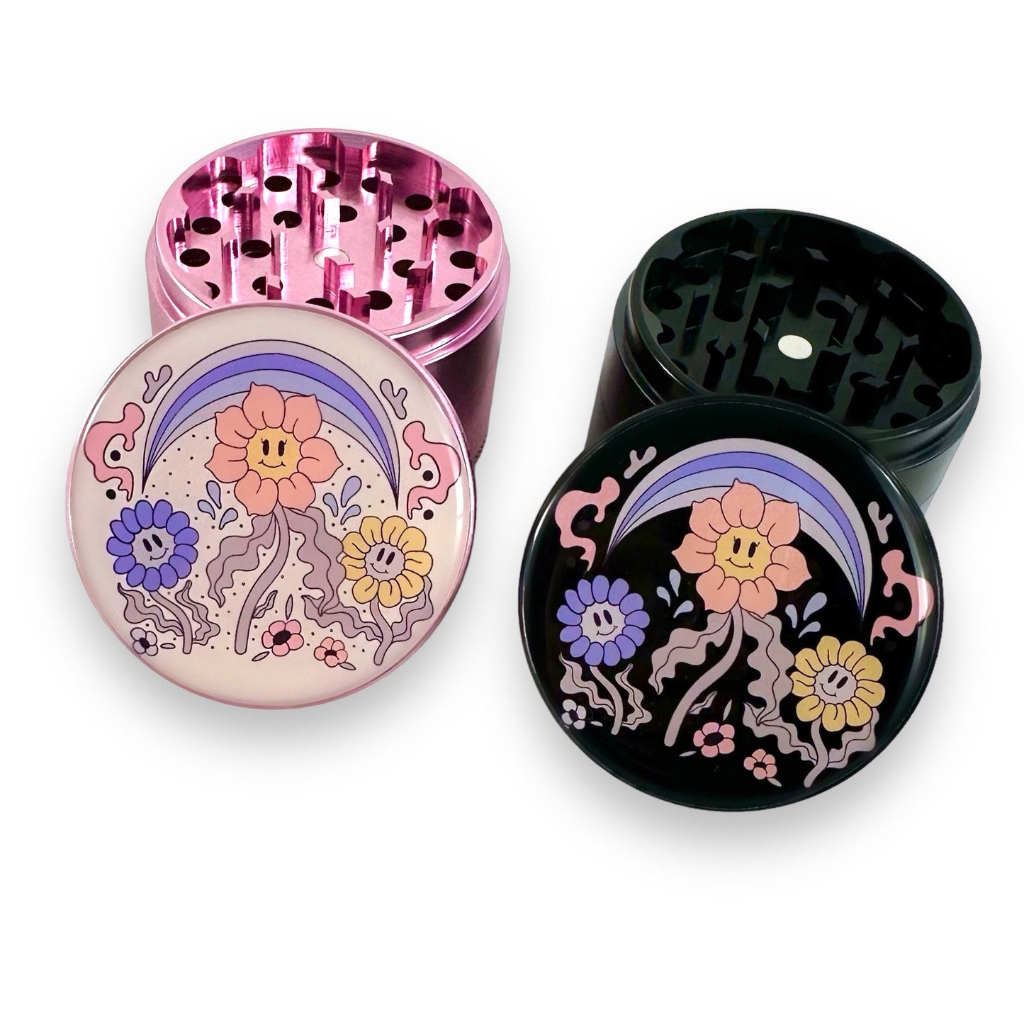 Retro Floral Grinder, Black Flower Grinder