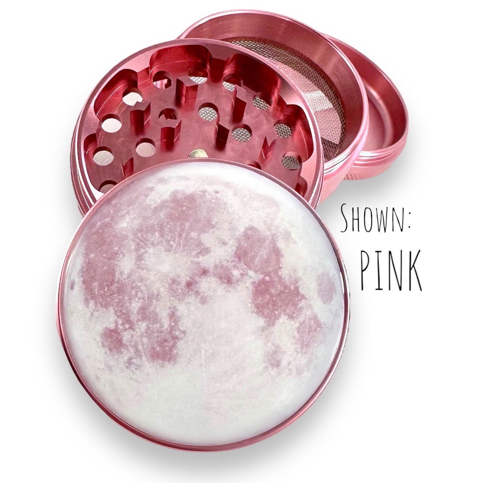 Pink Moon Grinder, Grinder and Stash Jar, Pink Grinders Cute