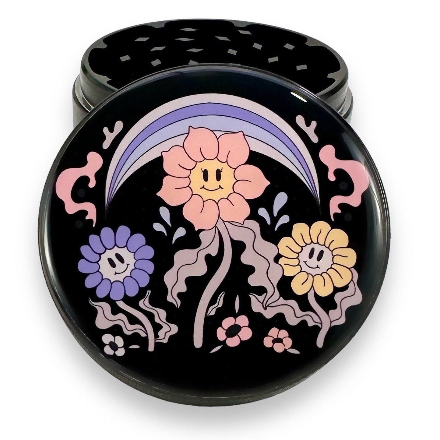 Retro Floral Grinder, Black Flower Grinder