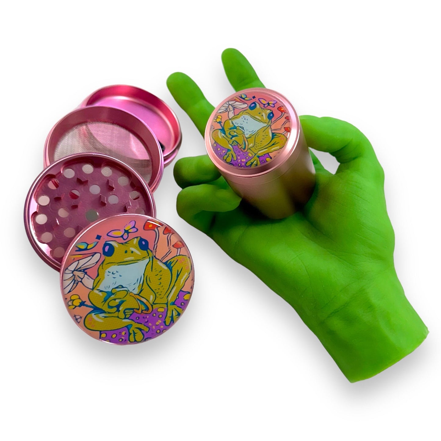 Pink Grinder 4 Piece, Herb Grinder 4 Layer, Grinder with Screen