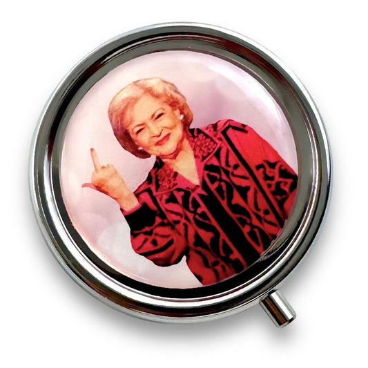 Betty White Pill Box, Betty White Middle Finger, Storage Travel Vitamins Mints