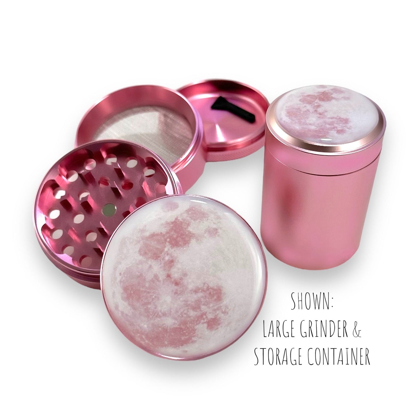 Pink Moon Grinder, Grinder and Stash Jar, Pink Grinders Cute