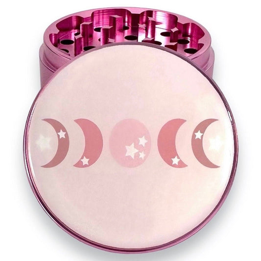 Moon Phases Grinder, Lunar Phases Grinder, Witchy Pink Grinder