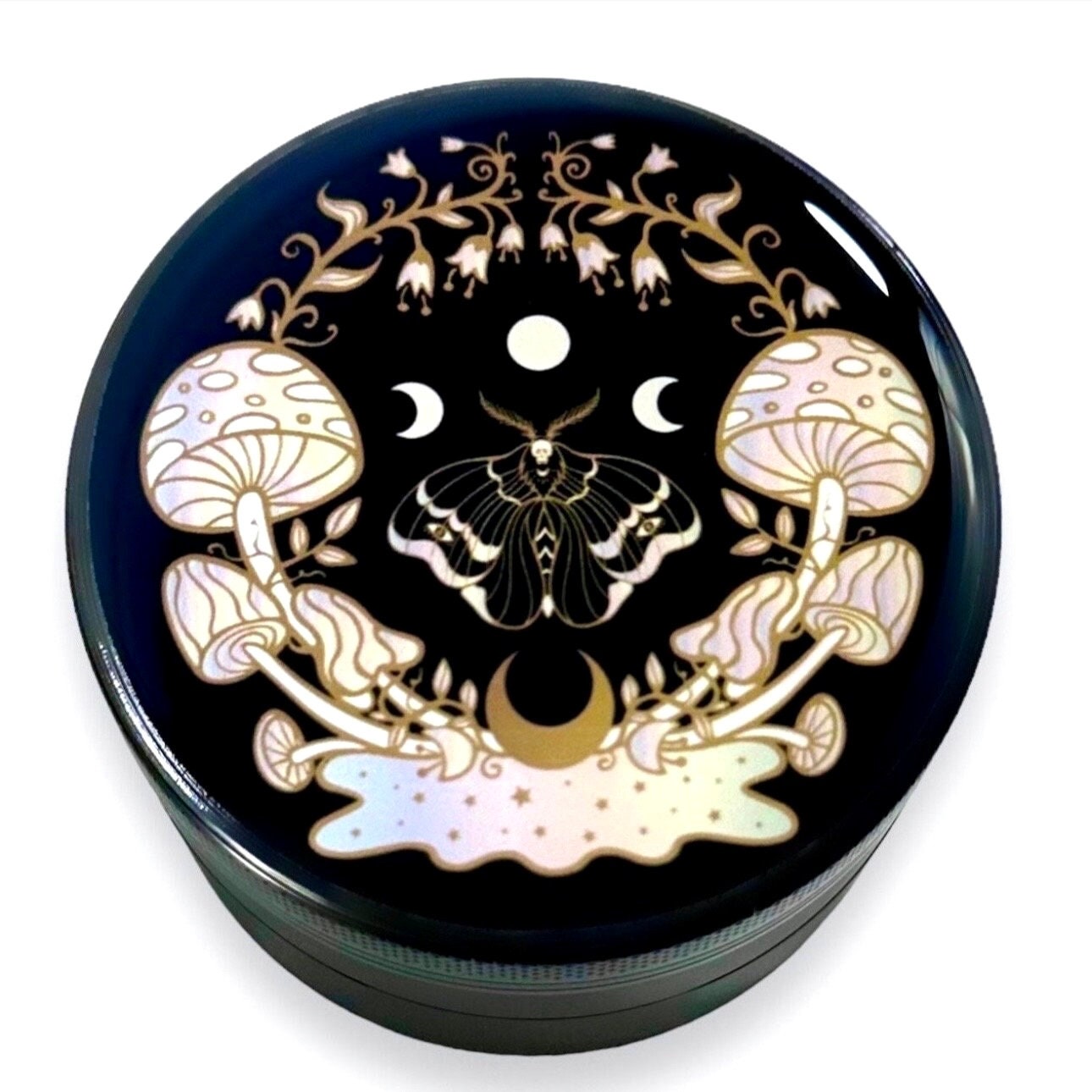 Magical Moth Grinder, Witchy Herb Grinders, Moon Phases Crusher for Spices