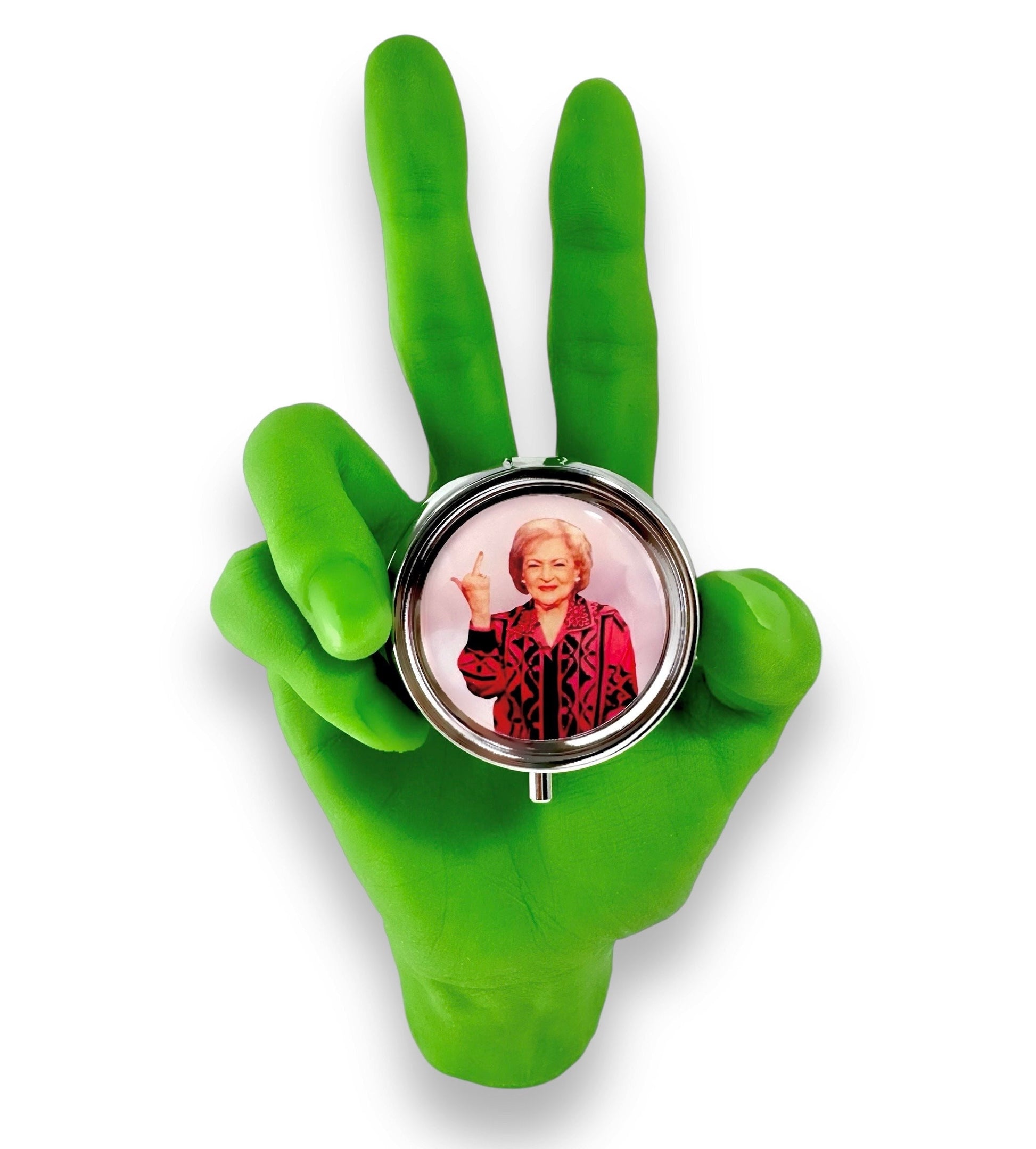 Betty White Pill Box, Betty White Middle Finger, Storage Travel Vitamins Mints